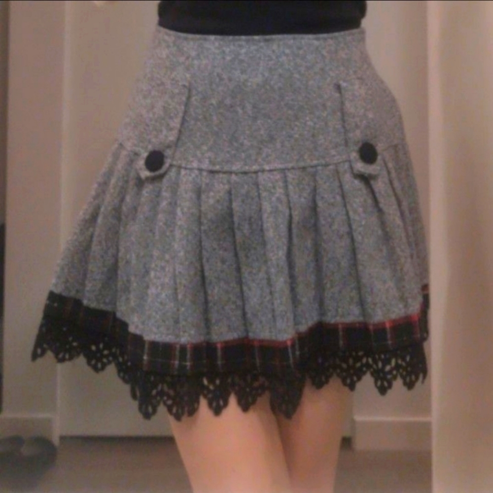 Wool blend mini circle skirt